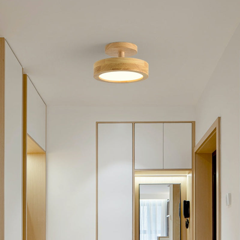 Bunte runde Deckenleuchte aus Macaron-Holz