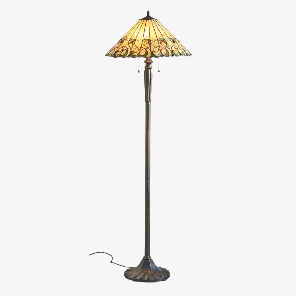 TF Jamelia Stained Glass Floor Lamp - Jewel-toned Mosaic Shade Decorative with Metal Column Finish Ideal