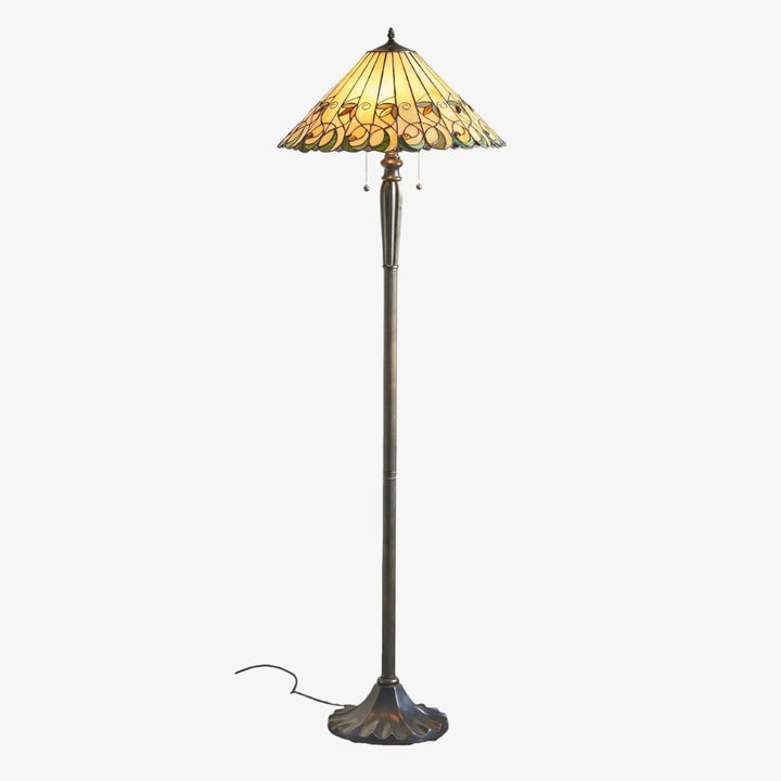 TF Jamelia Stained Glass Floor Lamp - Jewel-toned Mosaic Shade Decorative with Metal Column Finish Ideal