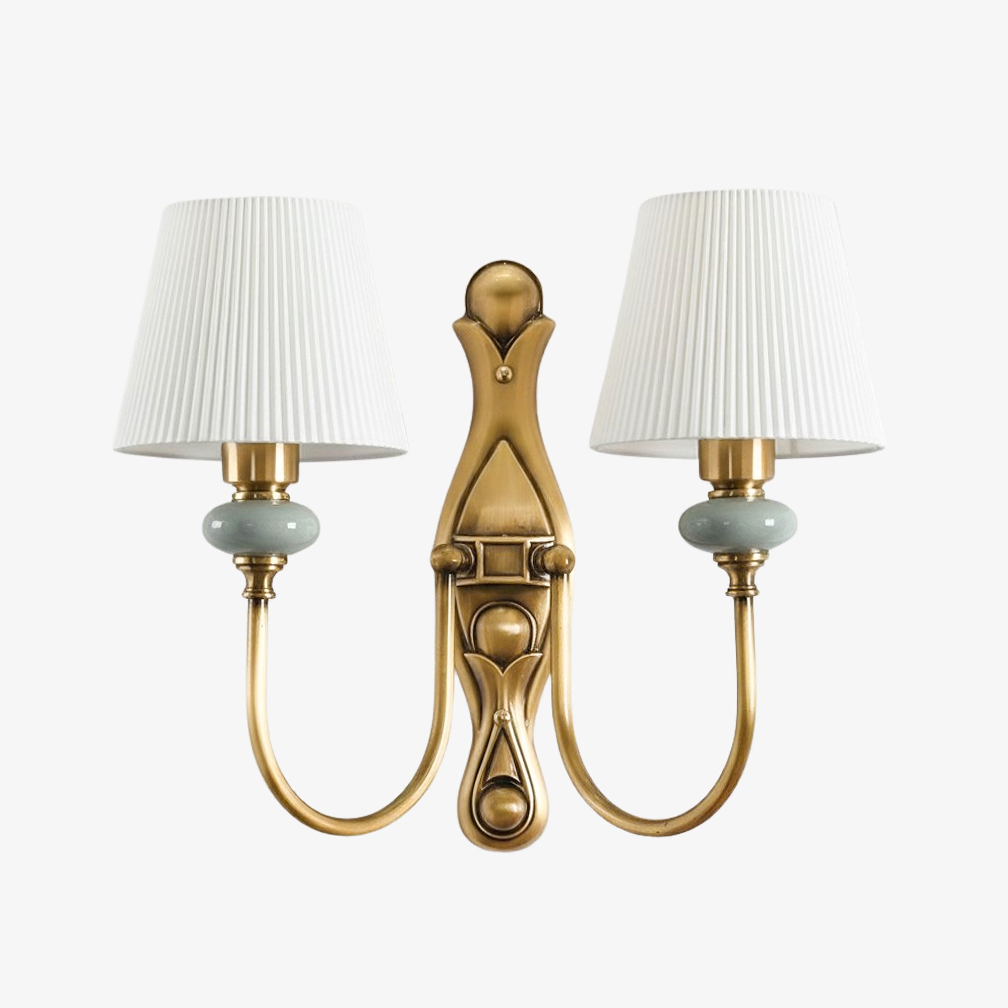 Rowanea Ceramic Wall Sconce with Fabric Shade and Metal Finish - Farmhouse Modern Hallway Light