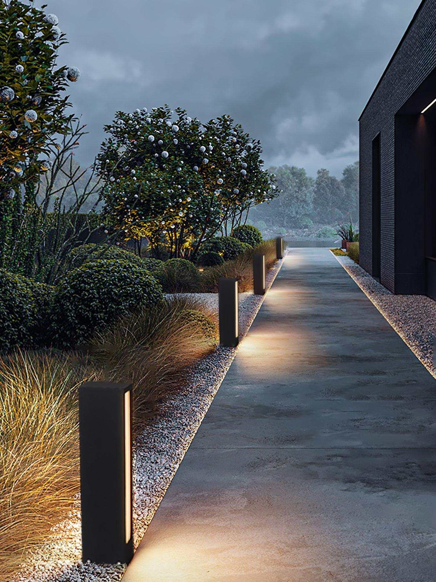 Aluminium-Außenpfostenlampe - Gusslampe im Panel-Stil für die Terrasse