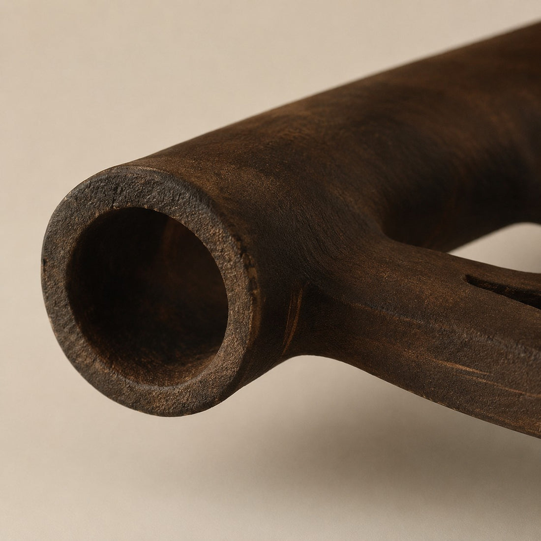 Hand-Carved Solid Wood Sculptural Vase