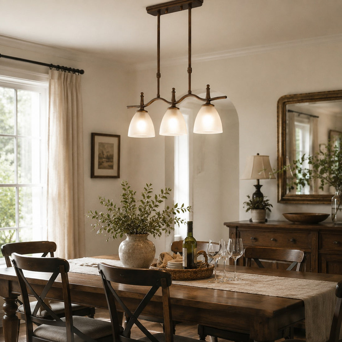 Vintage Linear Glass Pendant Fixture