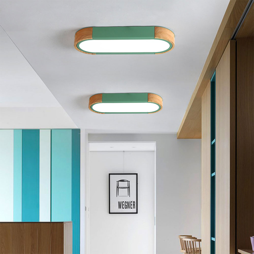 Minimalist Hallway Ceiling Light – Wood & Metal Modern Fixture