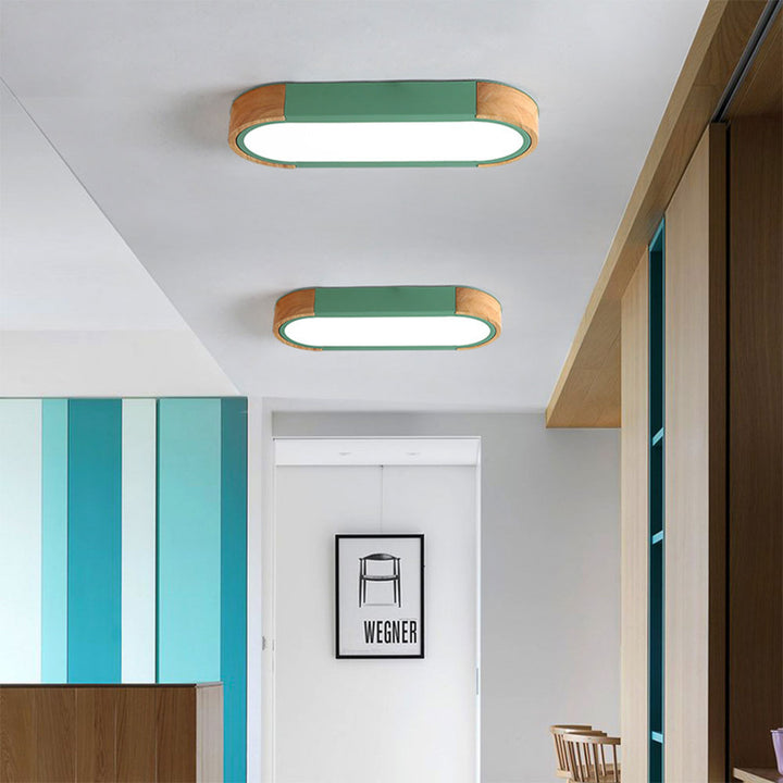 Minimalist Hallway Ceiling Light – Wood & Metal Modern Fixture