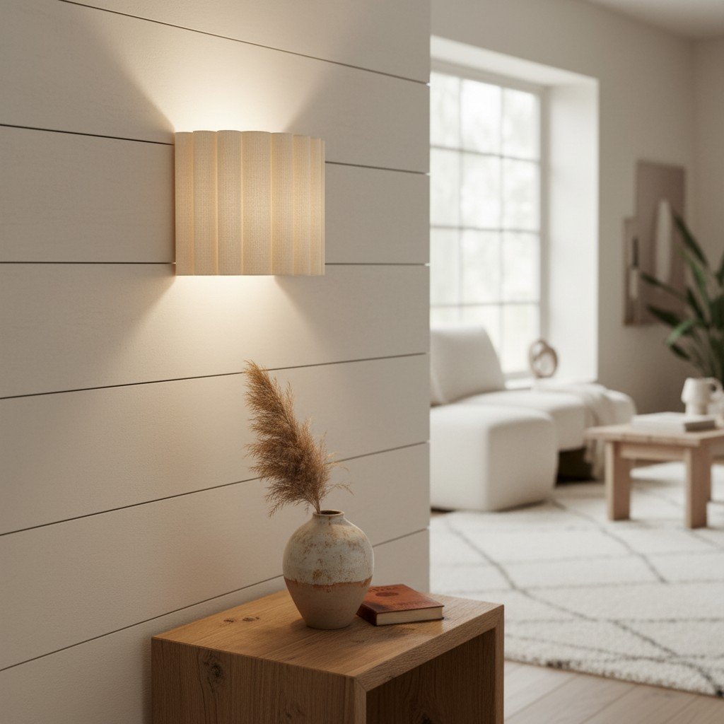 Velura Linen Fold Wall Sconce - Fabric Soft Pleated Design Ambient Lighting for Bedroom or Hallway