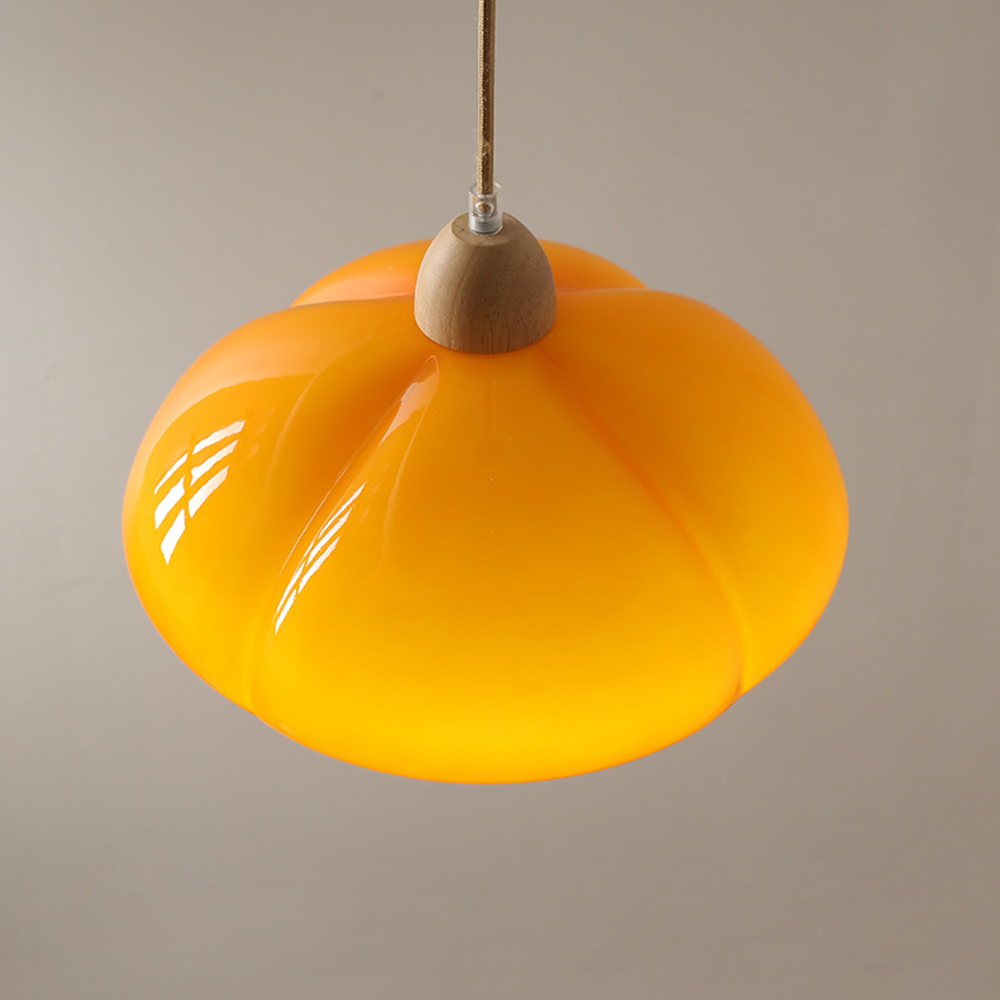 Retro Glass Pendant Light - Pumpkin Shape Lamp for Kitchen