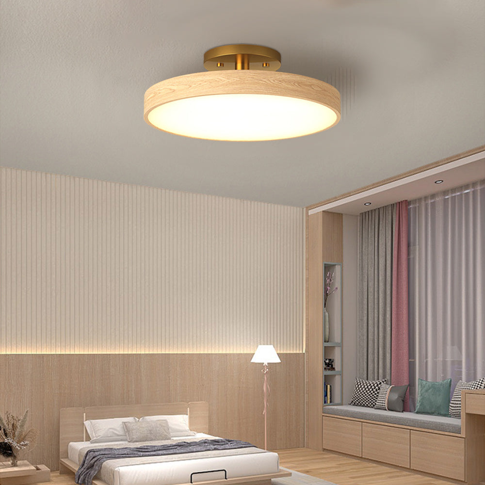 Round LED Ceiling Light - Modern Brown Acrylic Lamp for Bedroom