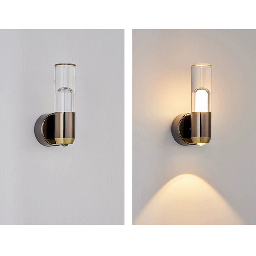 Cylinder Glass Sconce - Modern Clear Acrylic Wall Lamp for Entryway