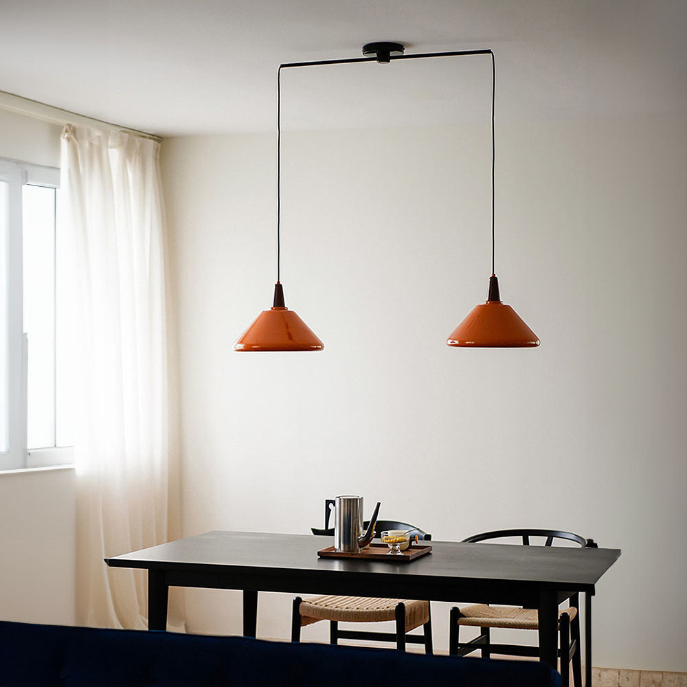 Orange Iron Cone Pendant Lamp - Simple Kitchen Island Lighting Fixture