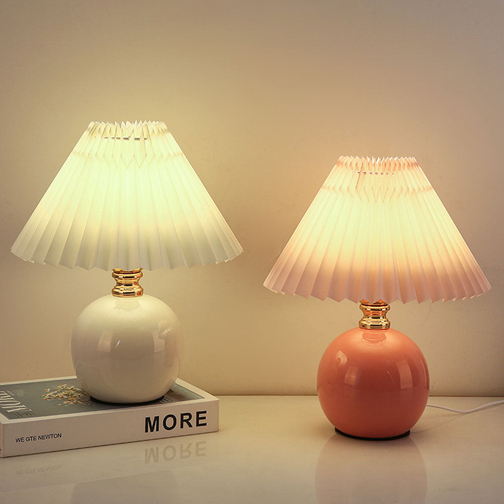 Modern Ceramic Table Light - Mini Fabric Pleated Lamp for Bedroom