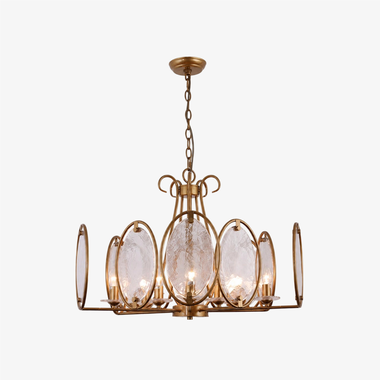 Oval Panel Textured Glass Chandelier