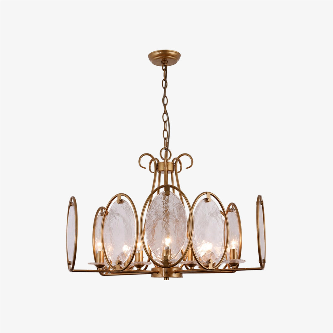 Oval Panel Textured Glass Chandelier