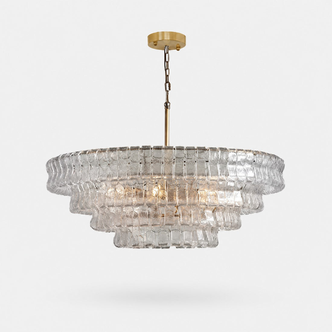 French vintage ripple glass chandelier with smoked glass