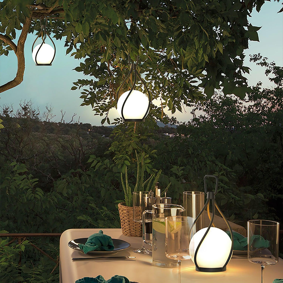 Orb Lantern Table Lamp - Rechargeable LED Light for Indoor & Patio