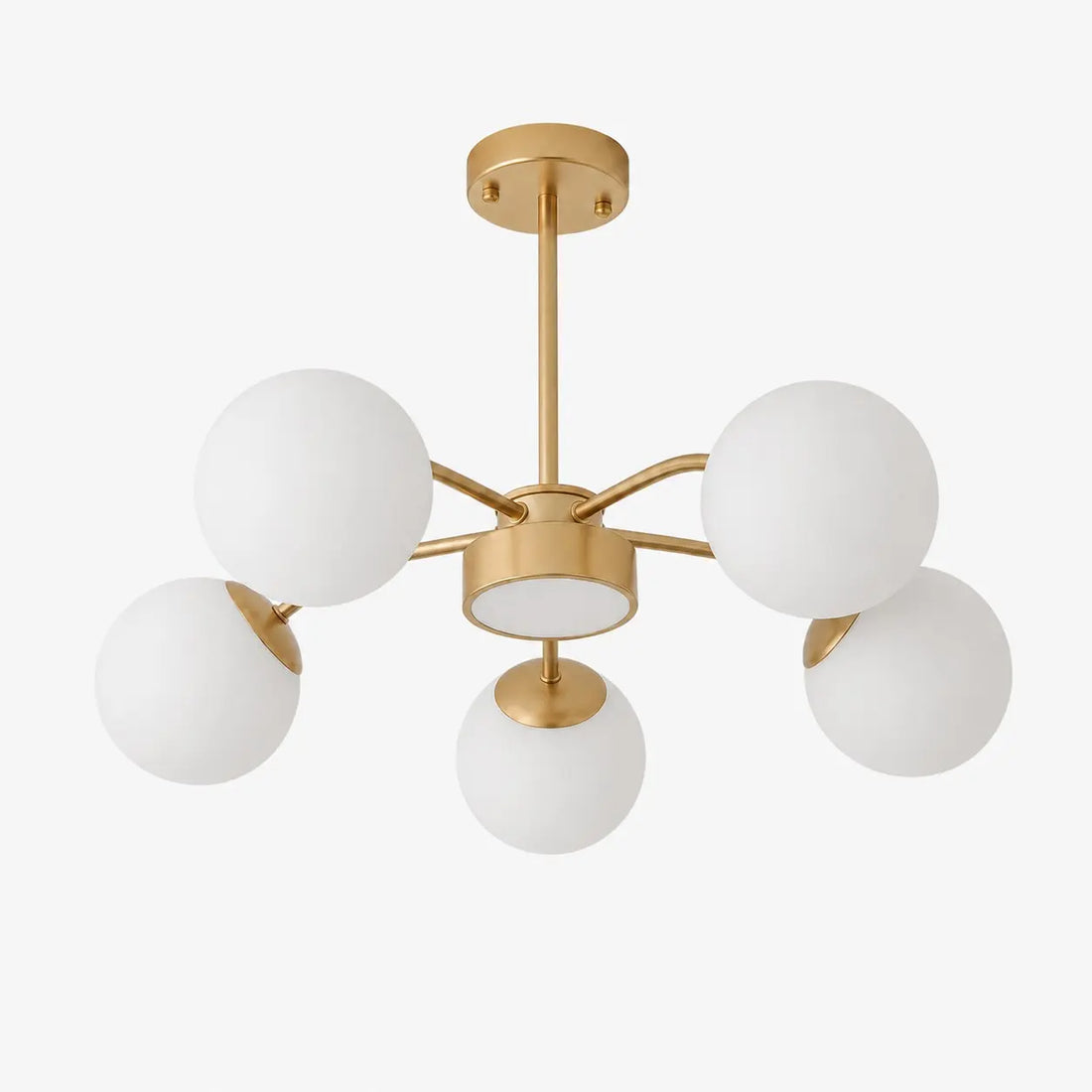 Modern milk glass chandelier with 5 lights in Gold