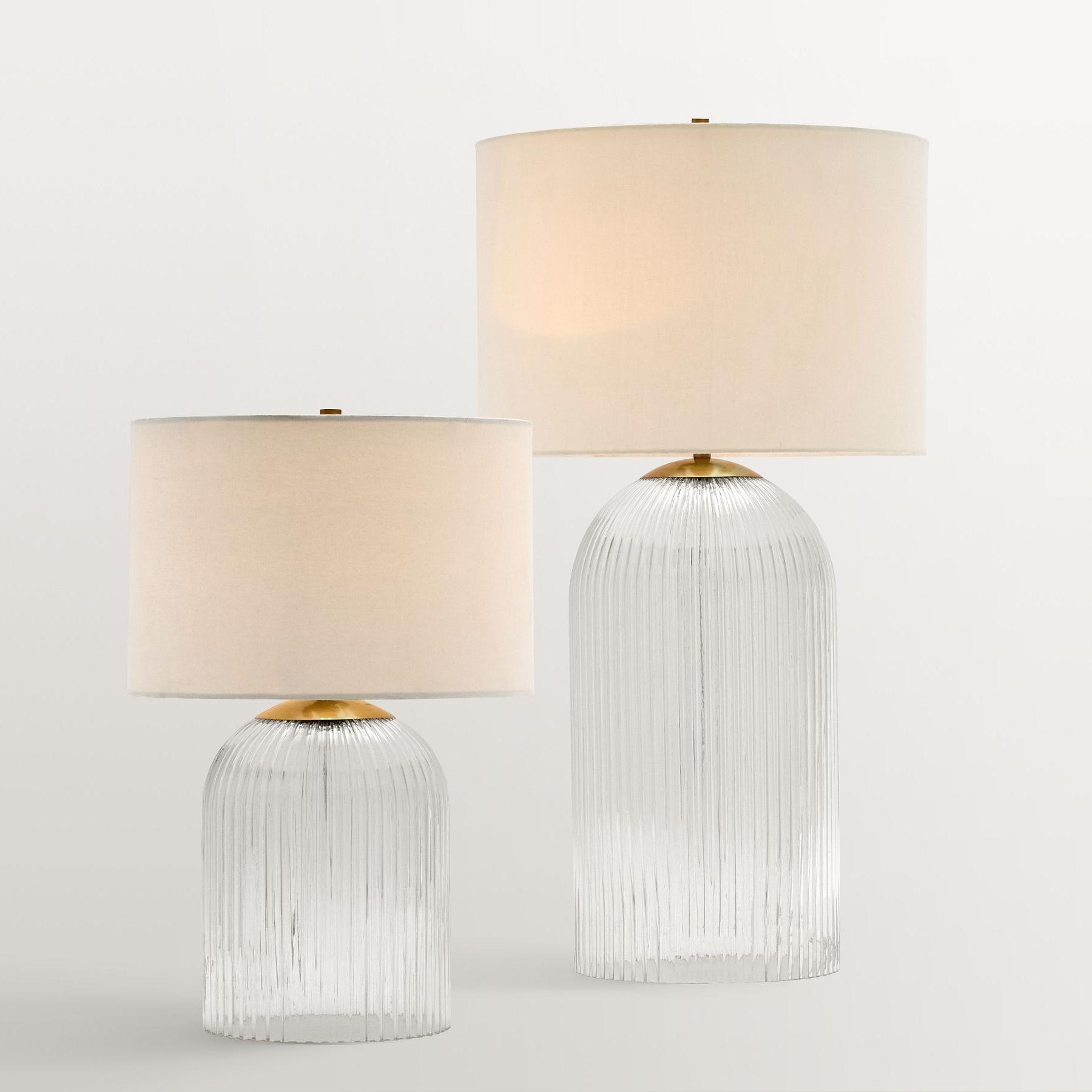 Bravira Ribbed Glass Table Lamp - Modern Lighting with Linen Shade