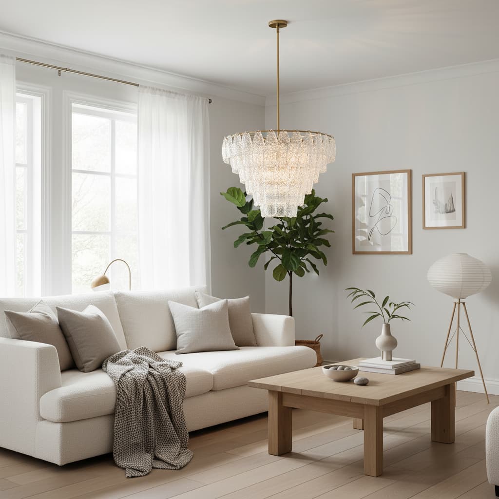 Lumvey Glass Round Chandelier - Elegant Pendant Light for Dining Room and Living Room