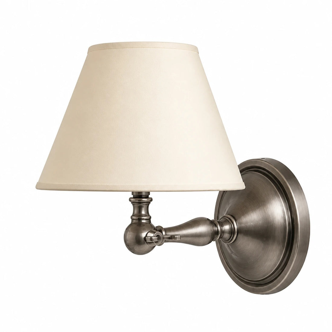 Vintage-Wandleuchte aus Messing mit Stoffschirm