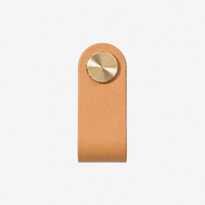Cowhide leather and brass cabinet pull handle color and size option