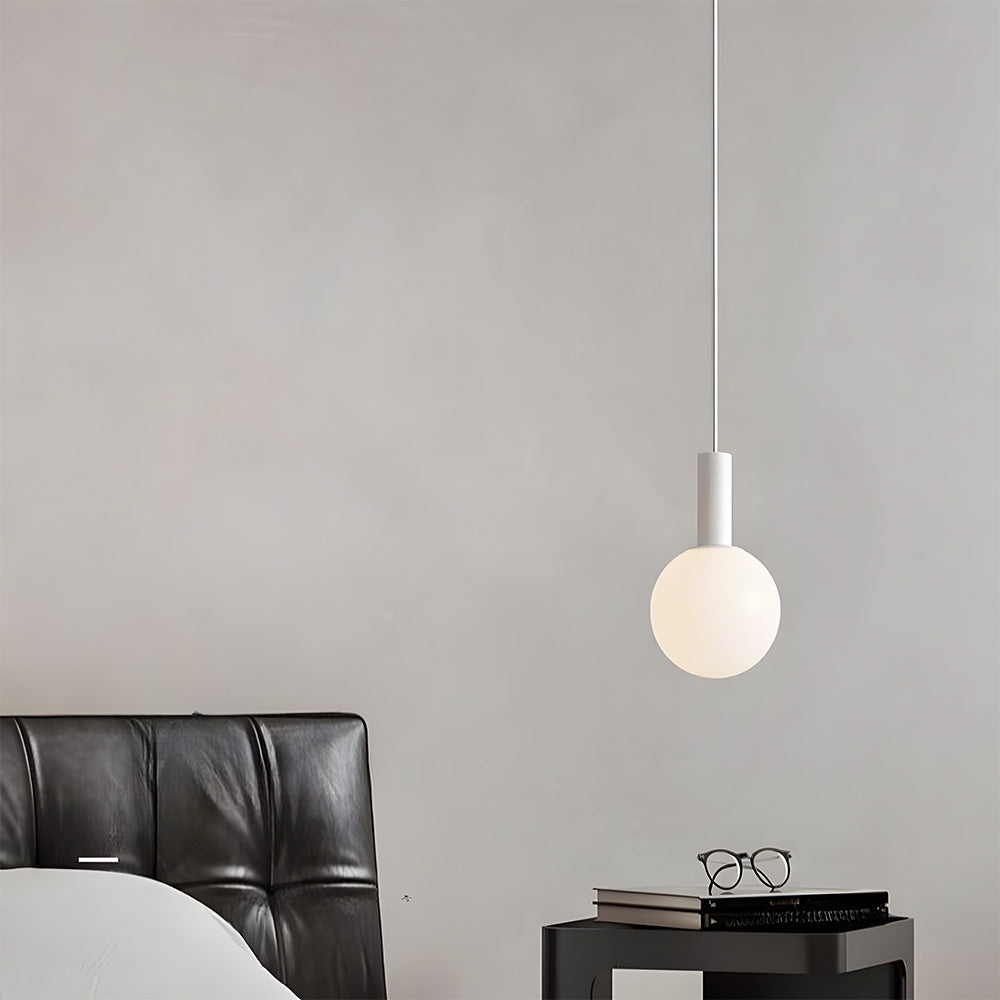 Opalescent Glass Pendant Light - Spherical Bedroom Lighting Modern