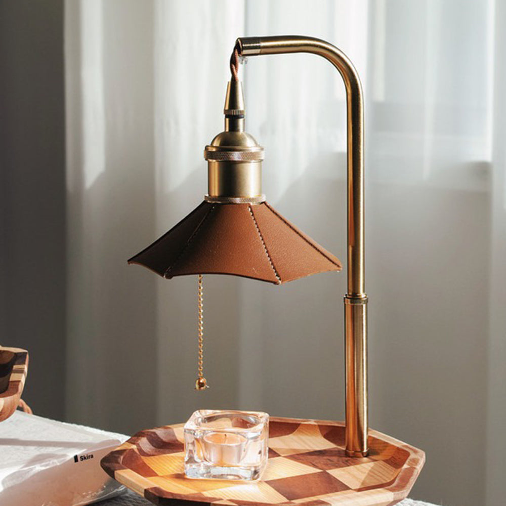 Retro Wood Table Lamp - Aromatherapy Candle Holder with Vintage Charm