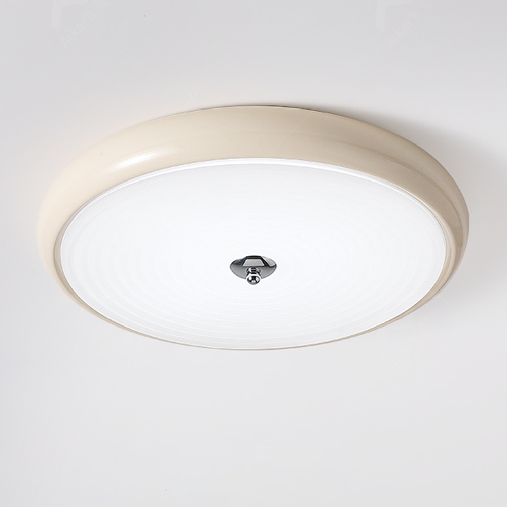 French Cream Ceiling Light - Disc-shaped Fixture for Bedroom