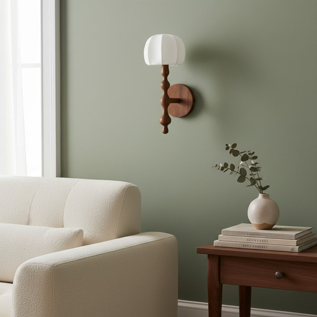 Savara Modern Curved Base Wall Light – Soft Diffused Fabric Shade for Hallways and Living Rooms