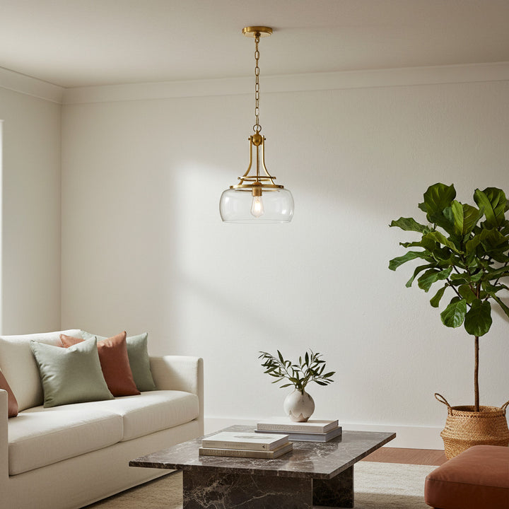Lirra Vintage Transparent Glass Dome Pendant Light - Classic Industrial Style for Entryway U10