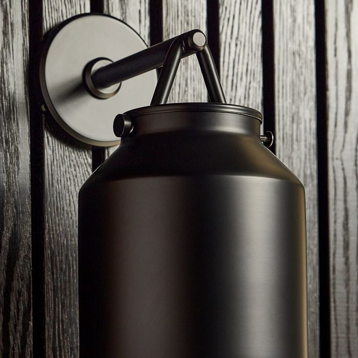 Hanton Metal Outdoor Wall Sconce - Matte Black Industrial Light Fixture