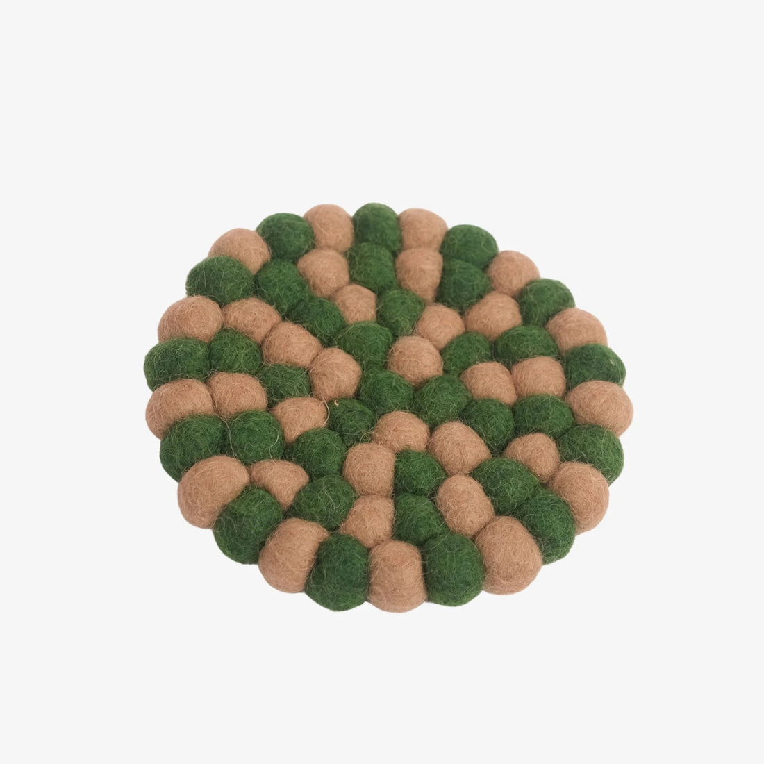 Forest taupe handmade felt ball coaster