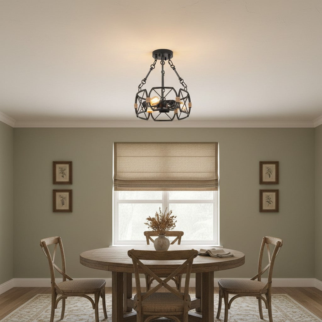 Cageon Open Metal Cage Industrial Ceiling Lamp - Design for Loft and Dining Room