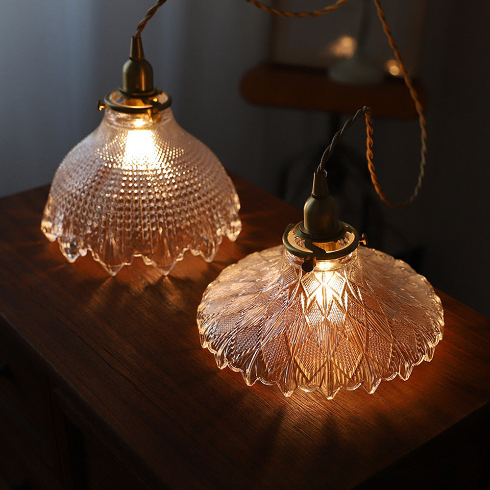 Vintage Glass Pendant Light - Disc Design Fixture for Dining Entryway