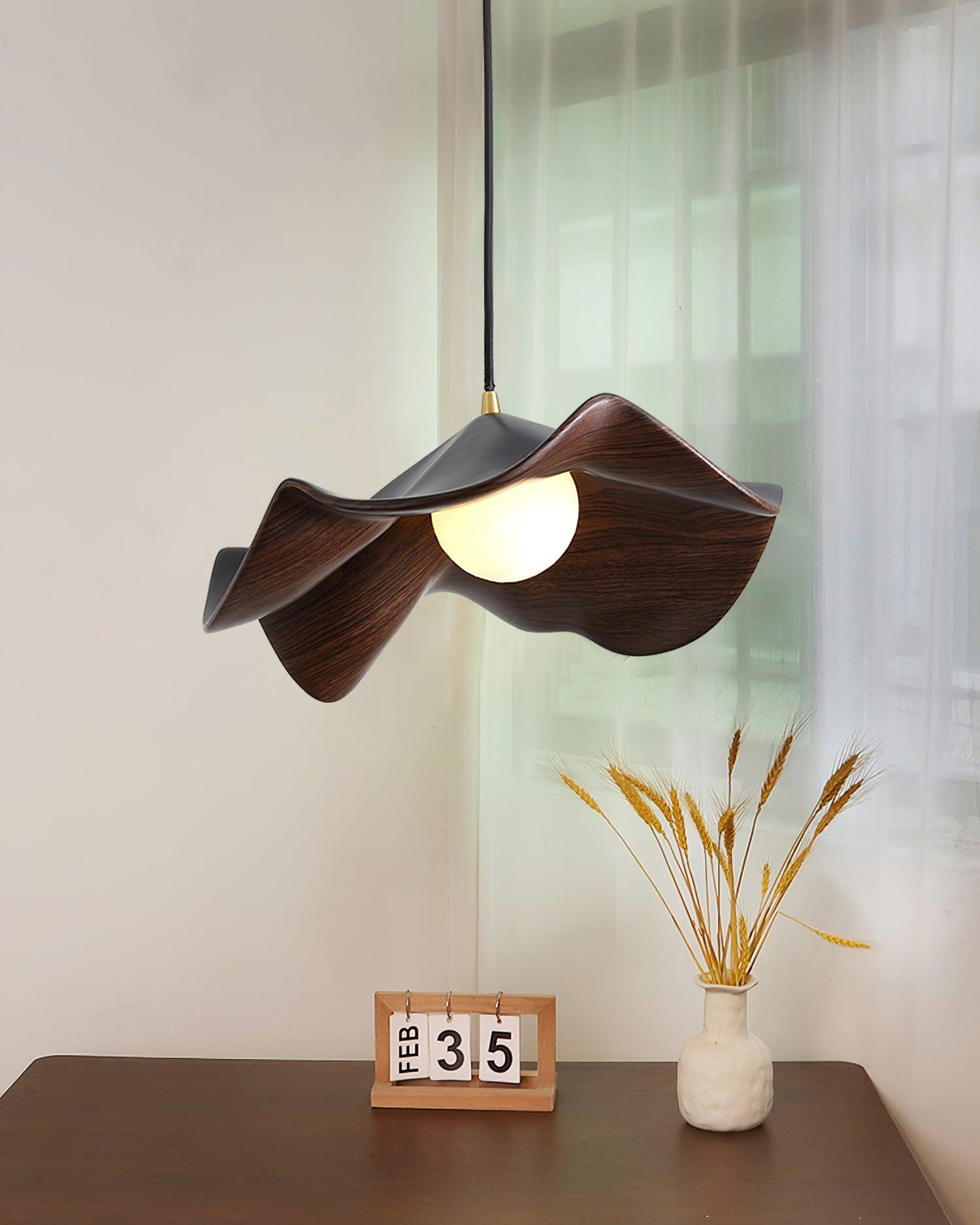 Leaf Vein Glass Plug-In Pendant Lamp