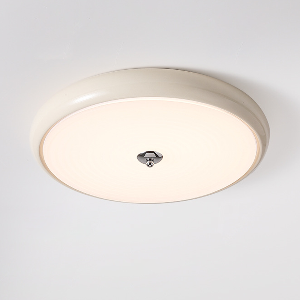 French Cream Ceiling Light - Disc-shaped Fixture for Bedroom