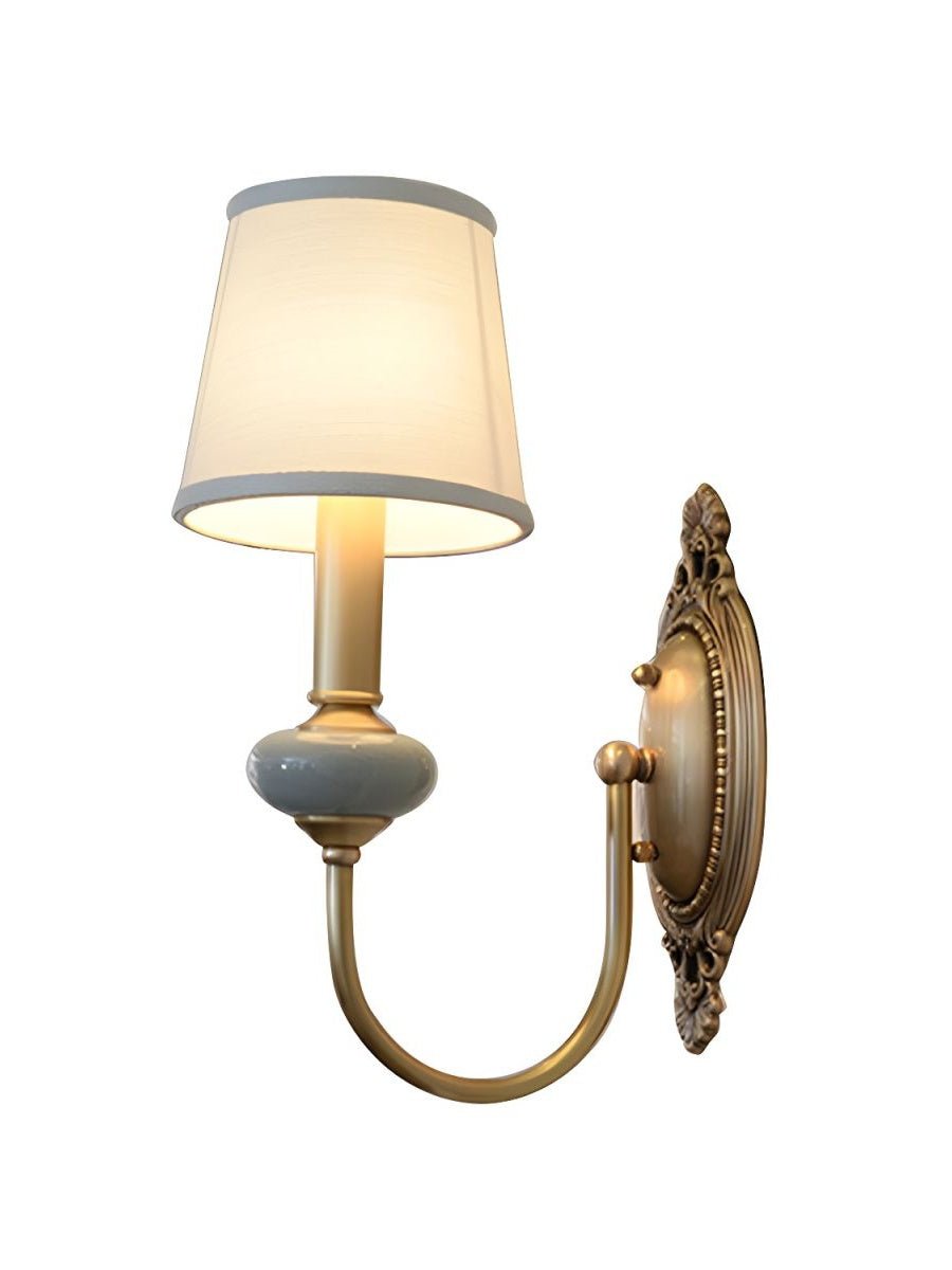 Classic Fabric Shade Sconce - Ceramic Wall Light for Hallway or Bedroom
