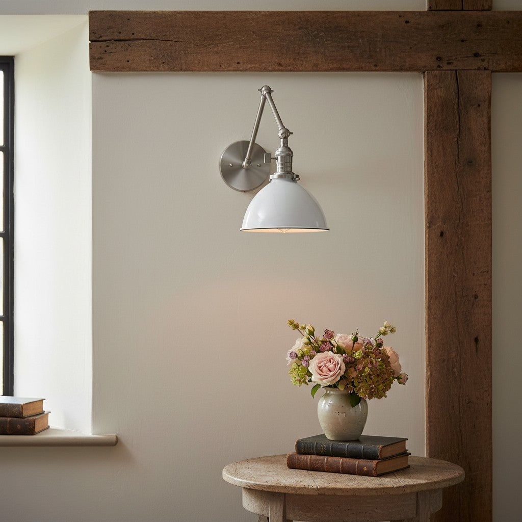 Conique Metal Vintage Industrial Swing Arm Wall Lamp - Adjustable Dome Shade for Study