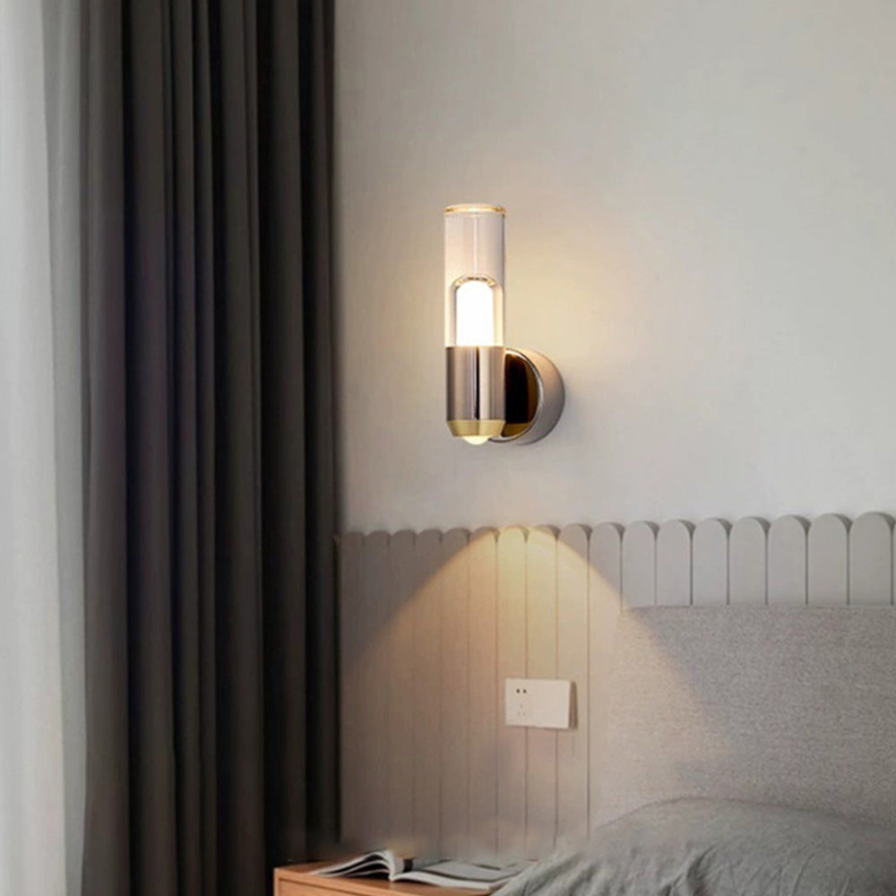 Cylinder Glass Sconce - Modern Clear Acrylic Wall Lamp for Entryway