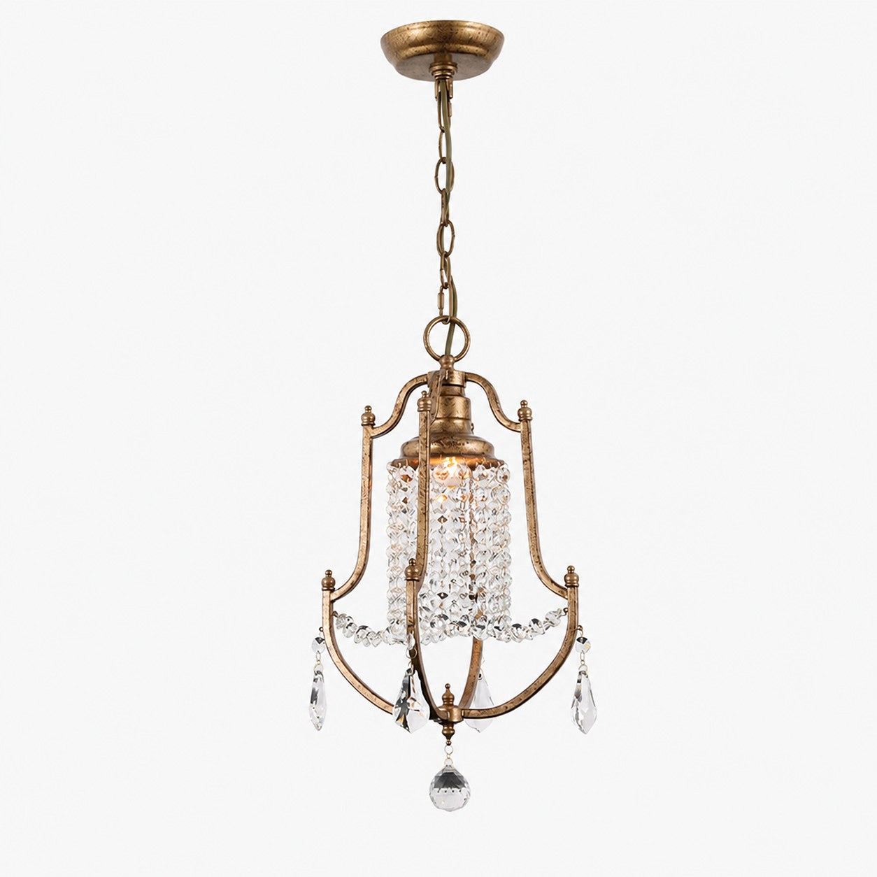 French Country Crystal Bell Pendant Light