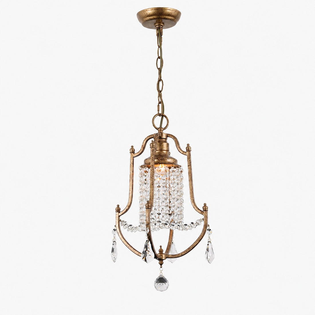 French Country Crystal Bell Pendant Light