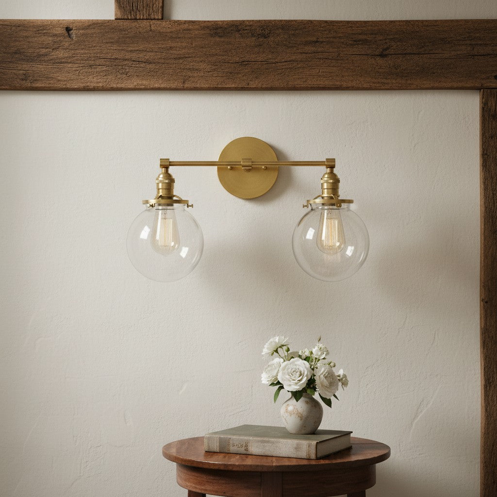 Lumio Globe Glaskugel-Waschtischleuchte – Moderne Badezimmerleuchte mit zwei Lichtern