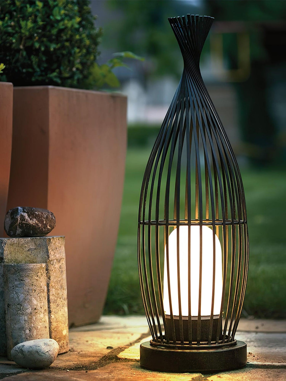 Modern Lantern Light - Spherical Striped Ambience Lamp for Outdoor