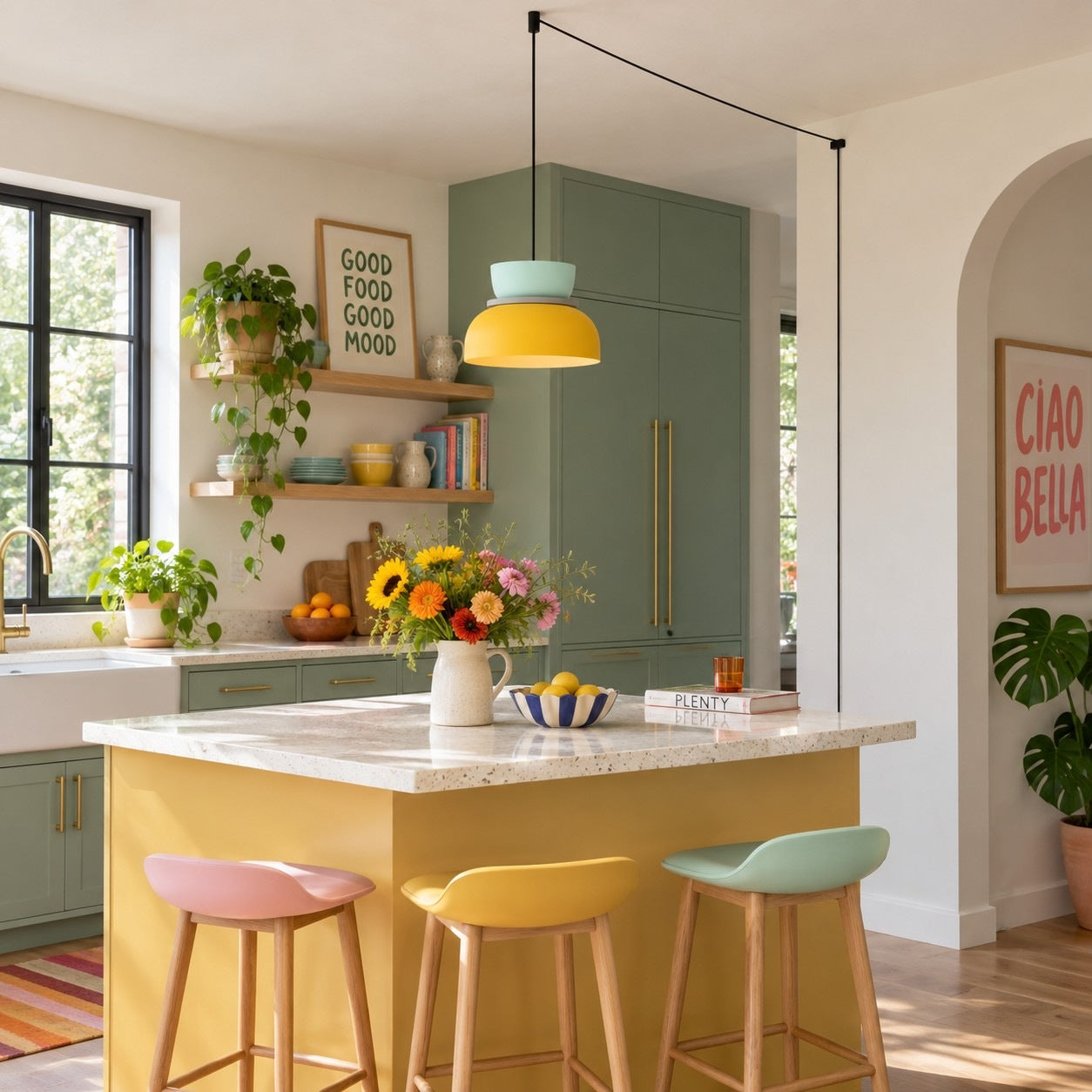 Macri Colorful Acrylic Plug-In Pendant Light