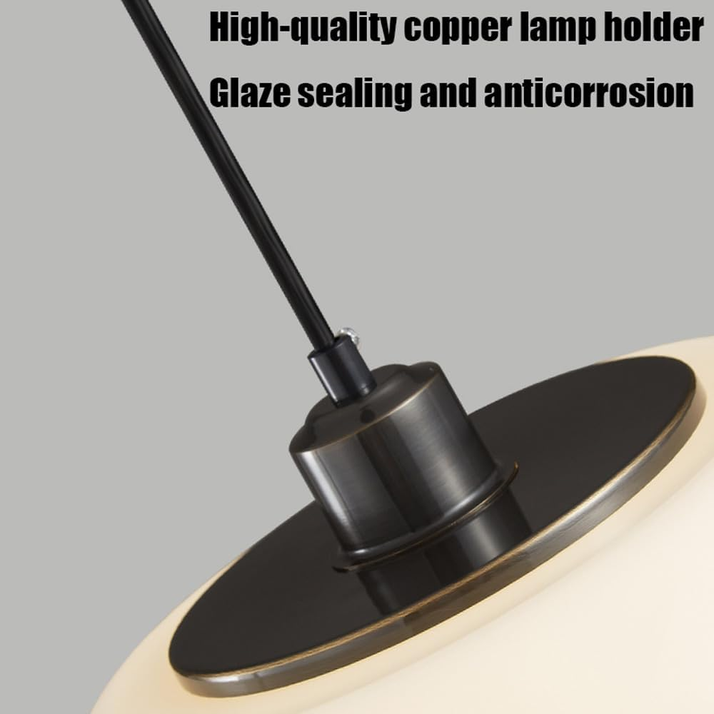Bauhaus Glass Pendant Lights - Modern White Orb Lamp for Bedroom