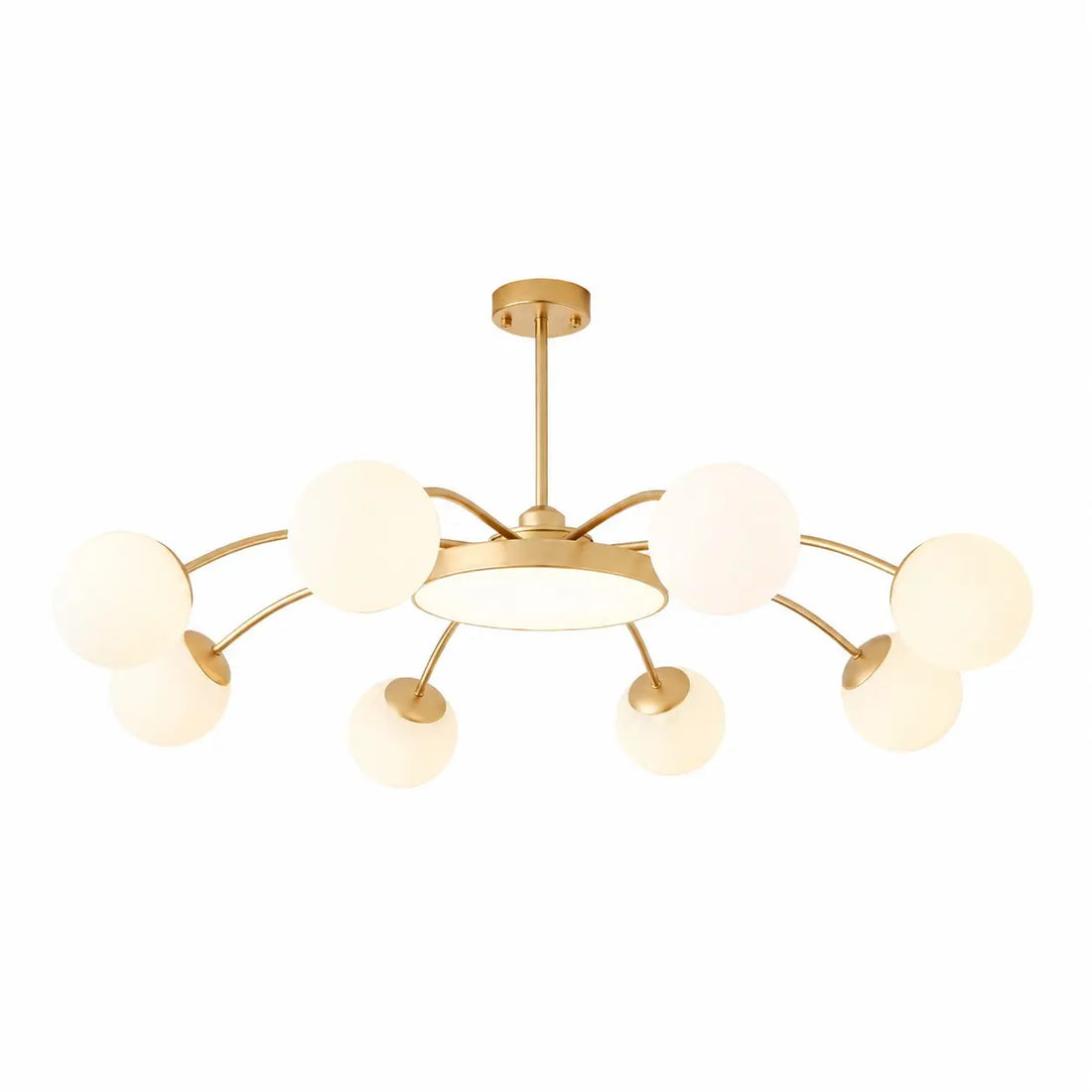 Standard gold 8-light milk glass chandelier