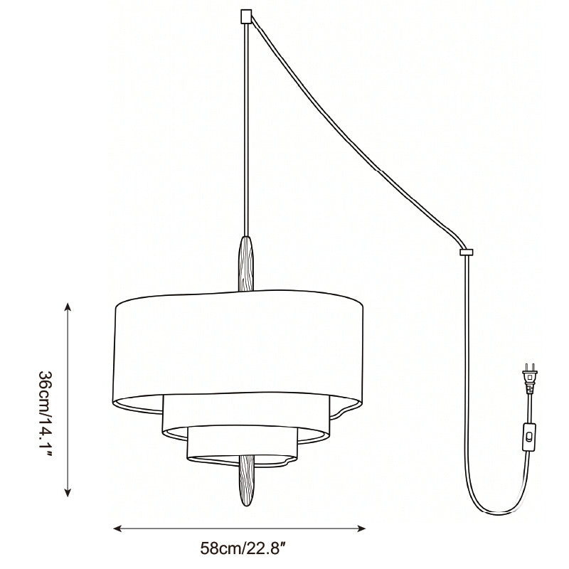 Tiered Fabric Wood Plug-In Swag Pendant