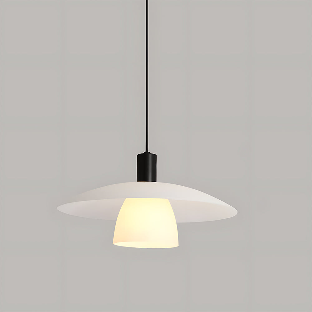 Modern White Glass Pendant Lights - Frosted Design for Living Room