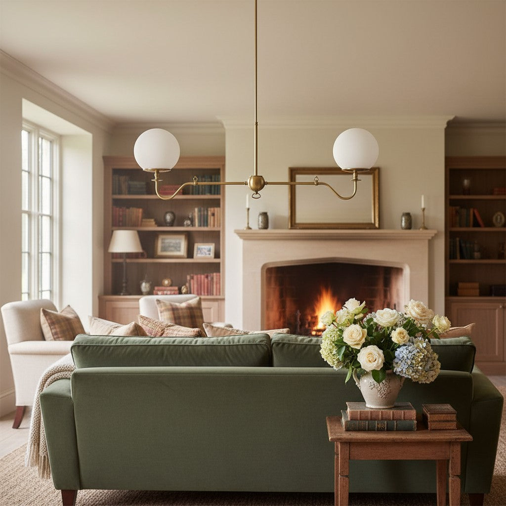 Glorica Glas-Kronleuchter aus Messing – moderne Hängeleuchte aus Glas mit mehreren Lichtern