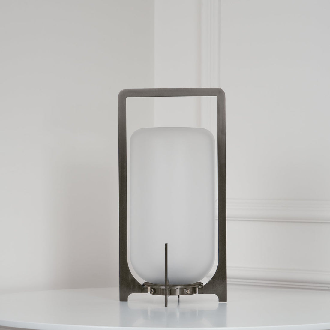 Lantern Table Lamp - Steel Modern Light for Bedroom & Living Room
