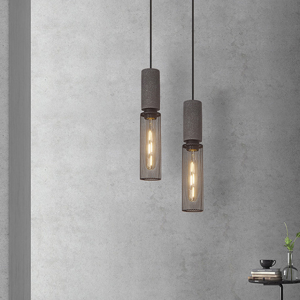 Iron Pendant Light - Modern Grey Industrial Hanging Lamp